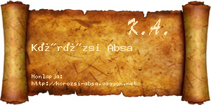 Körözsi Absa névjegykártya